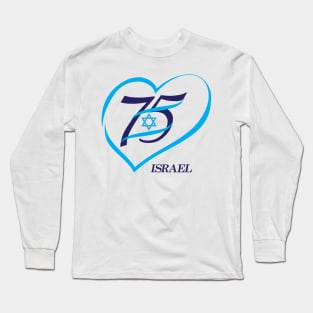 Happy Israel Independence Day Blue Star of David 75th Anniversary Long Sleeve T-Shirt